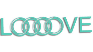 Wycinana naklejka LOOOOVE AUDI love miętowa