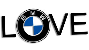 Wycinana naklejka LOVE BMW czarna