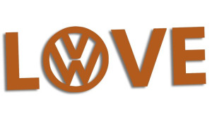 Wycinana naklejka LOVE VW volkswagen brązowa
