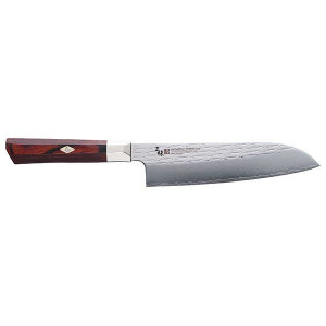 Mcusta Zanmai Santoku 180mm Damast VG10 Red Pakka