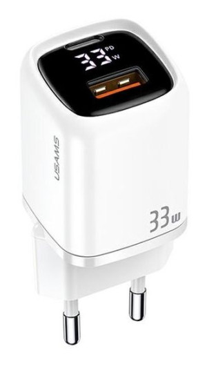 Ładowarka sieciowa USAMS 33W 1xUSB-C 1xUSB biała