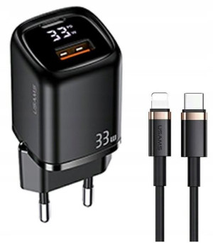 Ładowarka USAMS 33W 1xUSB-C 1xUSB + kabel iPhone