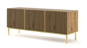 Szafka RTV RAVENNA A 150 cm 3D frezowana dąb artisan z ramą