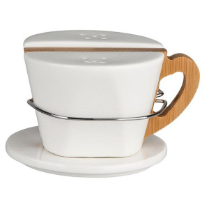 Regular Solniczka I Pieprzniczka Porcelanowa Z Bambusowym Uchwytem