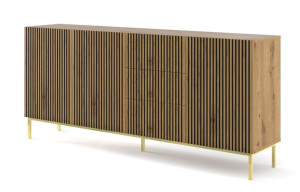Komoda RAVENNA A 200 cm 3D3S frezowana dąb artisan z ramą