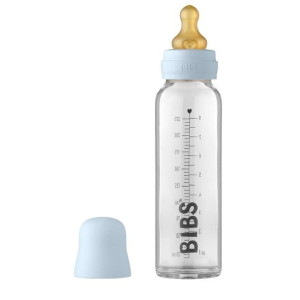 BIBS - Antykolkowa Butelka Szklana dla Niemowląt 225 ml BABY BLUE