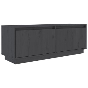 Szafka pod TV, szara, 110x34x40 cm, lite drewno sosnowe