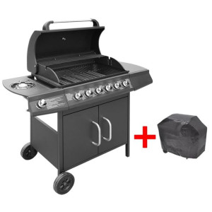 Grill gazowy ze strefą gotowania 6+1, kolor czarny