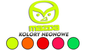 Wycinana naklejka MAZDA zła evil kolory neonowe
