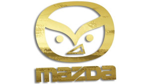 Wycinana naklejka MAZDA zła evil złoty chrom