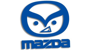 Wycinana naklejka MAZDA zła evil niebieska