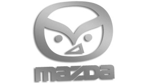 Wycinana naklejka MAZDA zła evil srebrna