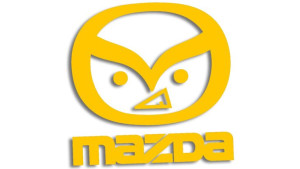 Wycinana naklejka MAZDA zła evil żółta