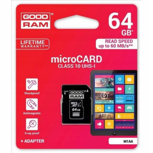 GOODRAM Karta Pamięci microSDHC 64GB CL10 + adapte