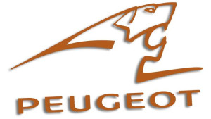 Wycinana naklejka PEUGEOT prawa brązowa
