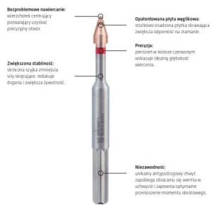 Wiertło Do Płytek Gresu Szkła Alpen C Protector 8