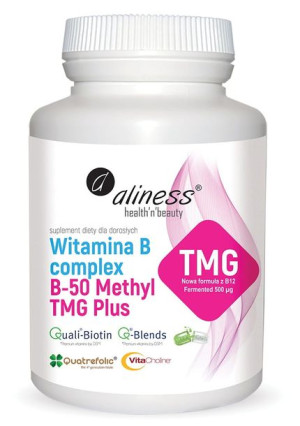 Witamina B Complex B-50 Methyl TMG PLUS 100kapsułek VEGE Aliness