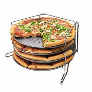 Komplet 4 blach do pizzy na stojaku Konighoffer