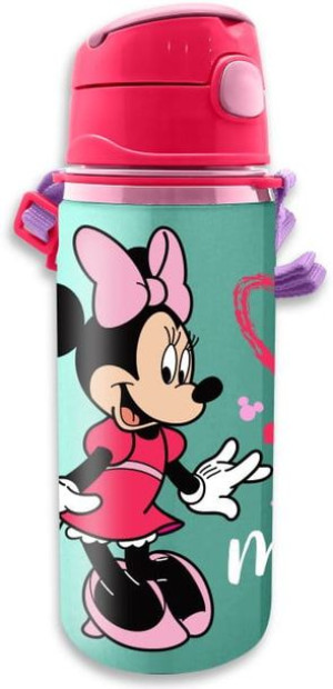 Bidon aluminiowy ze słomką 600ml Myszka Minnie