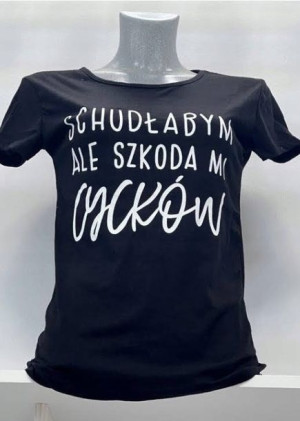 t-shirt bluzka Schudłabym ale szkoda mi cycków M