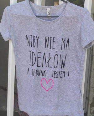 t-shirt bluzka SZARA''Niby nie ma ideałów a...''L