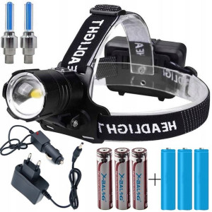 Mocna Latarka Czołowa Zoom Dioda Xhp70 + 3 Aku