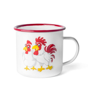 Kubek emaliowany metal retro Tadar Koguty 730 ml