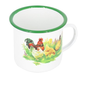 Kubek emaliowany retro Tadar Kury 540 ml