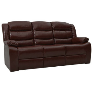 3-osobowa sofa rozkładana, brązowa, sztuczna skóra