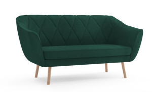 Sofa ZUZIA II Styl Skandynawski KANAPA 2-osobowa Butelkowa zieleń