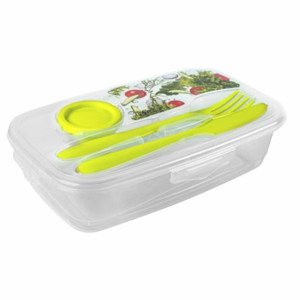 Pojemnik na sałatkę z widelcem i pojemnikiem na sos Hega Lunch Box 1 l