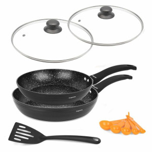 Zestaw 2 patelni z powłoką marmurową i pokrywkami Konighoffer Willow 24 cm