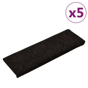 Nakładki na schody, 5 szt., 65x25 cm, czarne