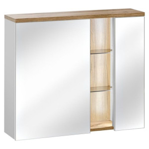 HAKANO Szafka łazienkowa BONEVILE 70x80x20 biała dąb lustro