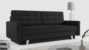 Wersalka, sofa trzyosobowa do salonu - czarna