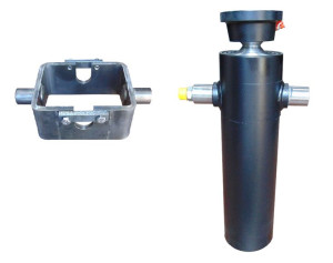 Siłownik hydrauliczny z kołyską do przyczepy wywrotki do 8 ton wysuw 830 mm