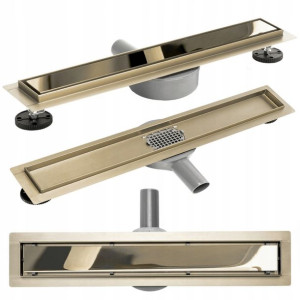 Odpływ Liniowy Neo Mirror Gold Pro Złoty 60 Rea