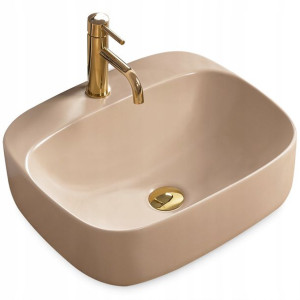 Umywalka Ceramika Nablatowa LUIZA Beige Mat - REA