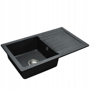Zlewozmywak Granit Dag Black Nakrapiany Syfon Zest