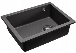 Zlewozmywak Granit Nels Black Czarny Zestaw Syfon