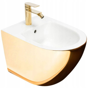 Bidet Podwieszany Carlo Mini Gold White - Rea