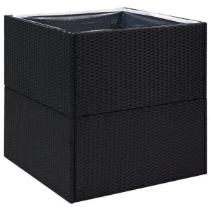 Donica ogrodowa, czarna, 80x80x80 cm, rattan PE
