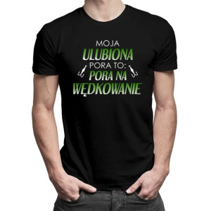 Moja ulubiona pora to: pora na wędkowanie - męska koszulka z nadrukiem