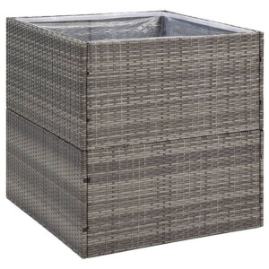 Donica ogrodowa, szara, 80x80x80 cm, rattan PE