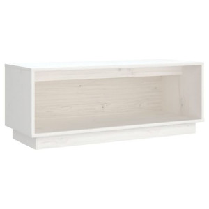 Szafka pod telewizor, biała, 90x35x35 cm, lite drewno sosnowe