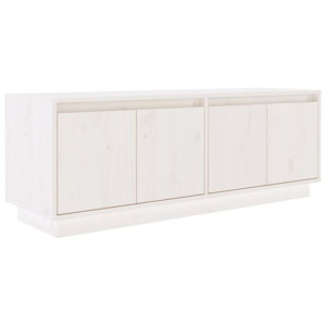 Szafka pod telewizor, biała, 110x34x40 cm, lite drewno sosnowe