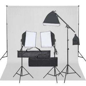Fotograficzny zestaw studyjny z lampami i tłem