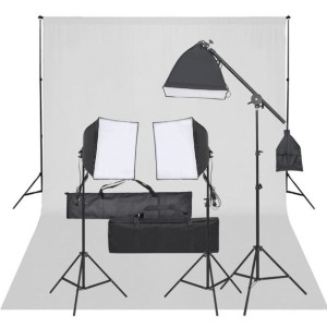 Fotograficzny zestaw studyjny z lampami i tłem