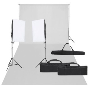 Fotograficzny zestaw studyjny z lampami i tłem