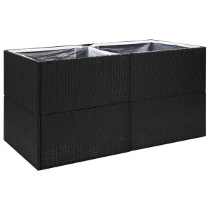 Donica ogrodowa, czarna, 157x80x80 cm, rattan PE